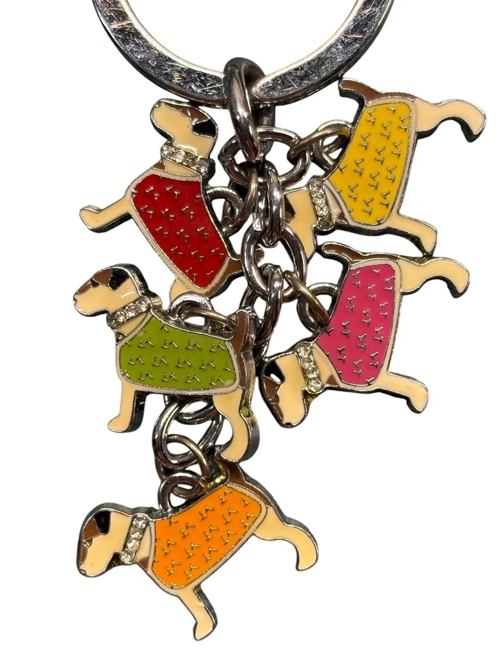 Vintage Coach Jack Russell Terrier Dog Keychain 5 Colorful Dog Charms